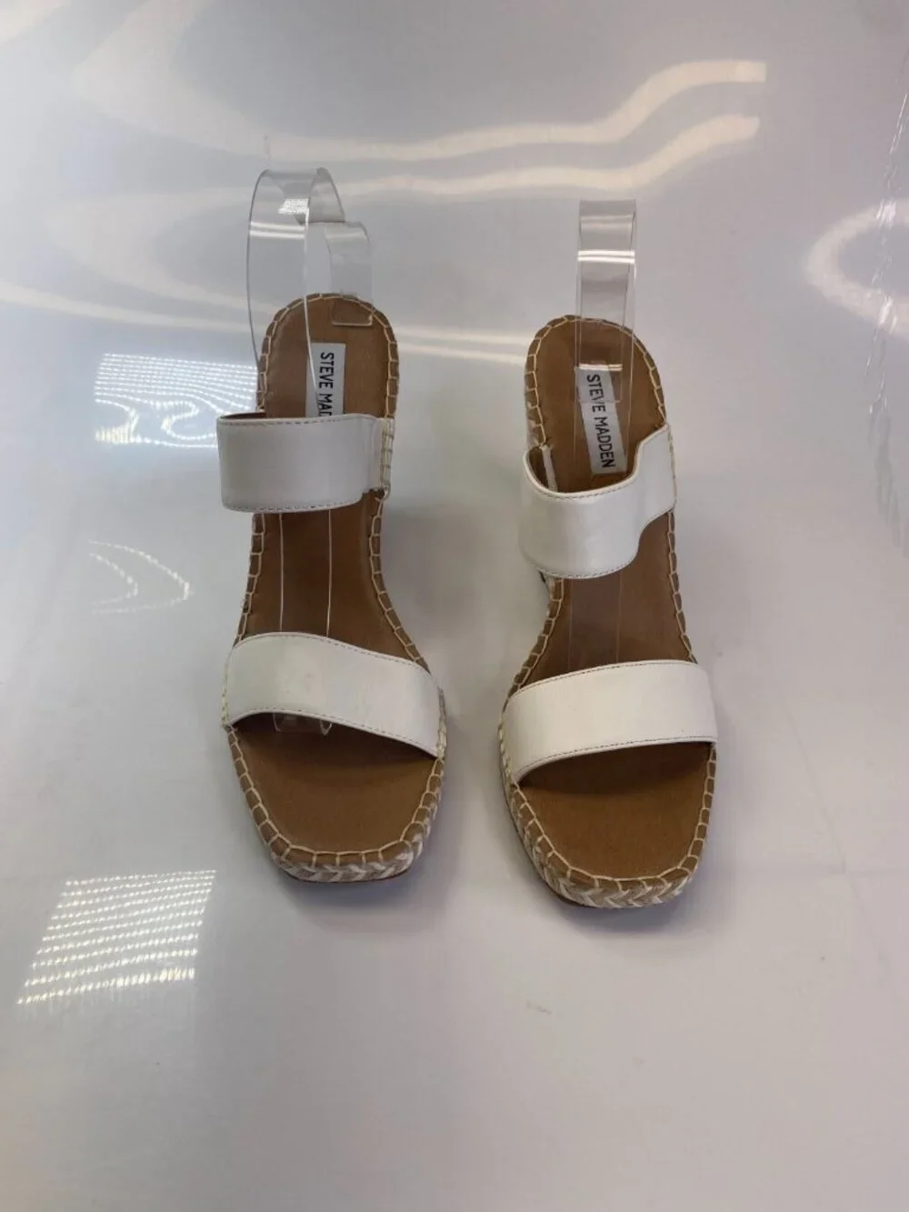 Steve Madden Imply White Espadrille Wedge Strap Sandal Sz 11